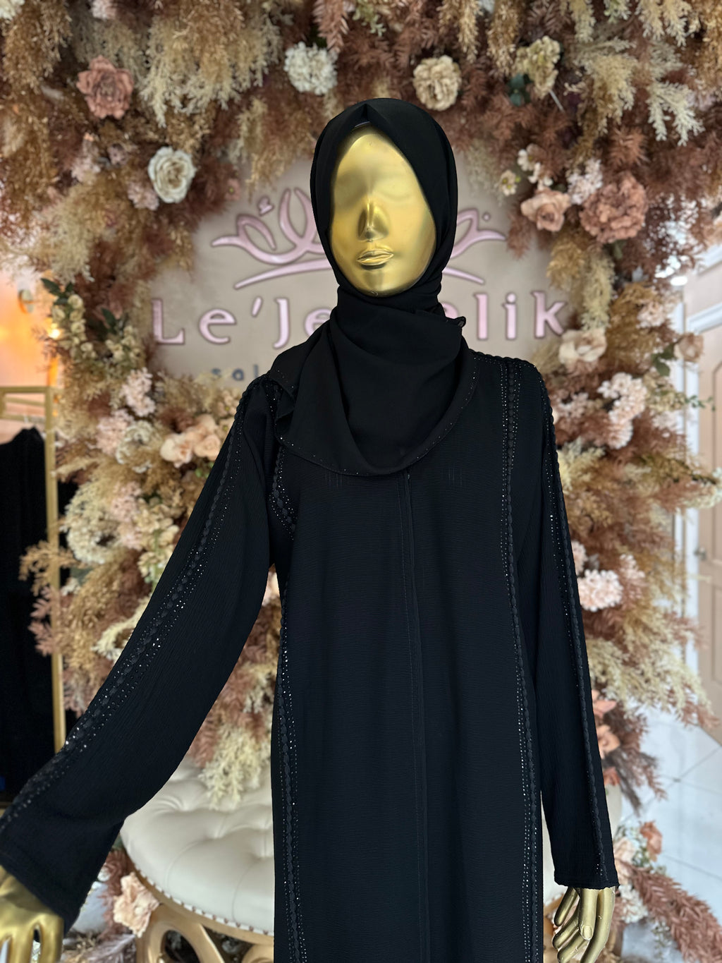 Braided Rhinestone Abaya with matching Hijab