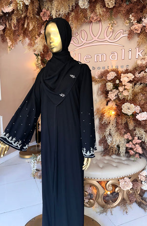 Leaf Rhinestone Abaya with Matching Hijab