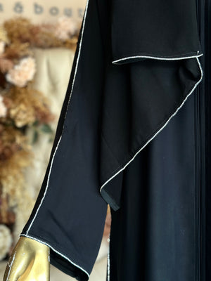 Silver Rhinestone Abaya with Matching Hijab
