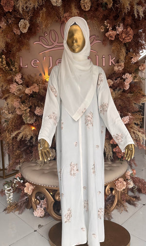 The Muna Abaya with Matching Hijab- WHITE