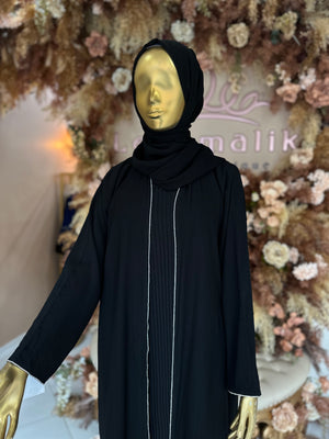 Pleats Rhinestone Abaya with Matching Hijab