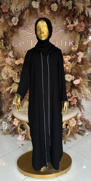 Pleats Rhinestone Abaya with Matching Hijab